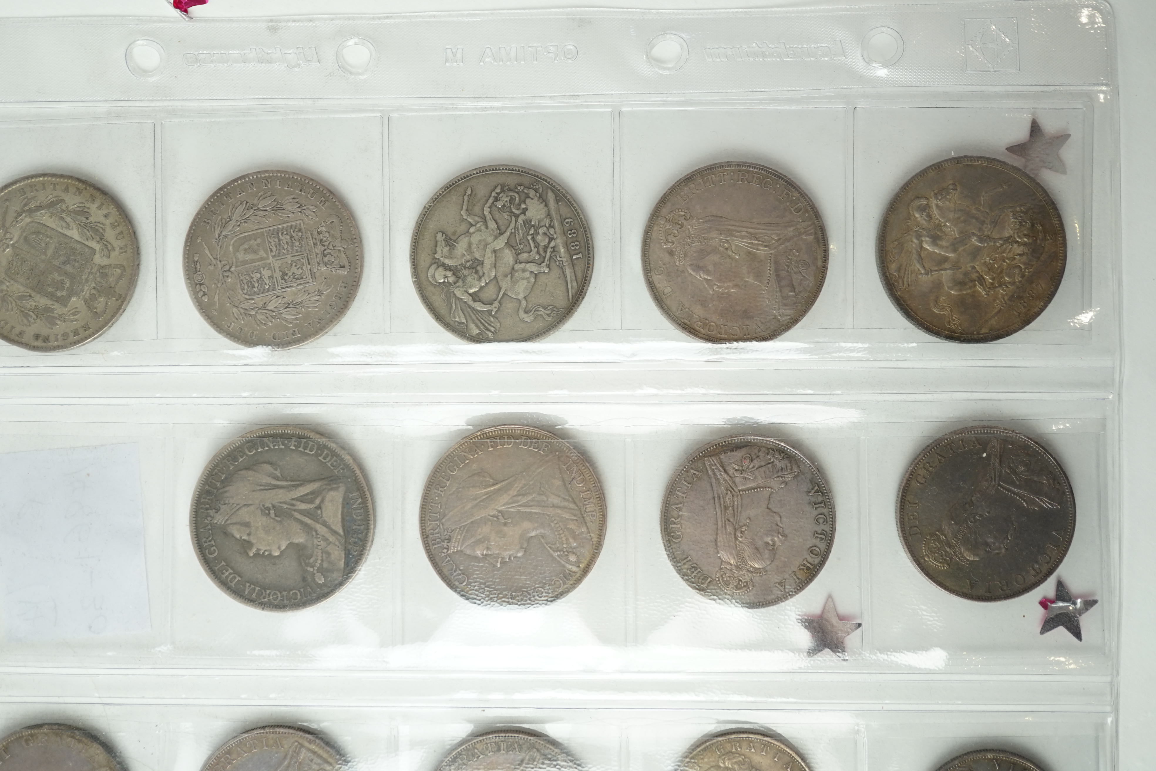 British silver coins, Victoria (1837-1901), seven crowns, five double florins and two halfcrowns